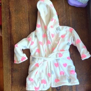 12-18 Month Toddler Fluffy Heart Bathrobe